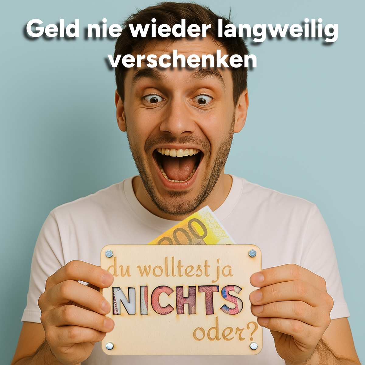 Bundle „Du wolltest ja nichts“ – Geldgeschenkkarten‑Pack (3 / 4 Stück, Holz)