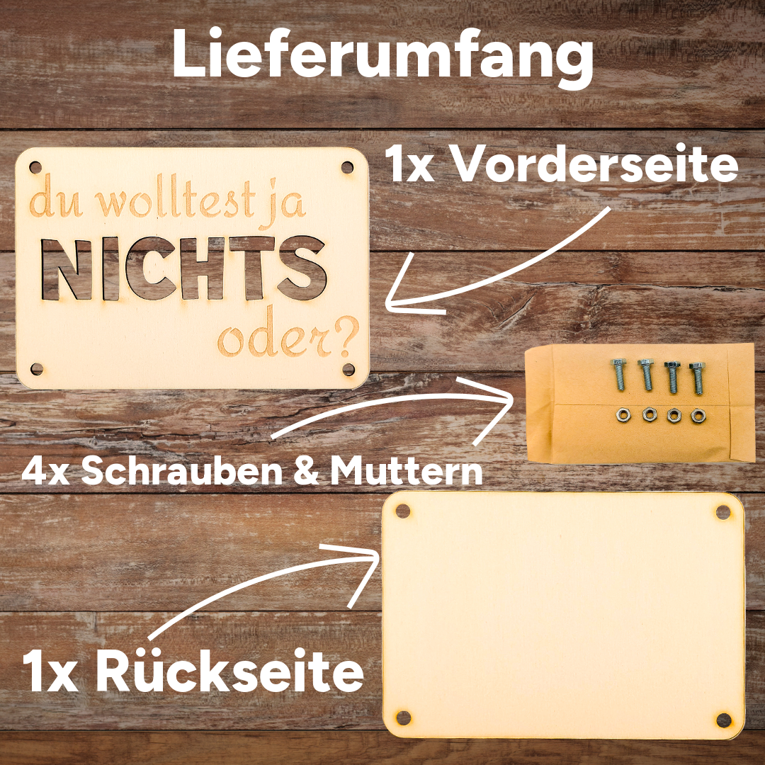 Du wolltest ja NICHTS oder? Lustige Geldgeschenk-Karte aus Holz