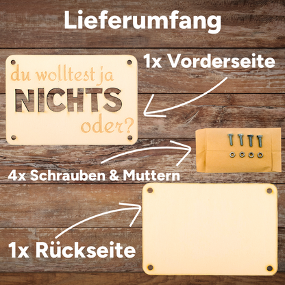 Du wolltest ja NICHTS oder? Lustige Geldgeschenk-Karte aus Holz
