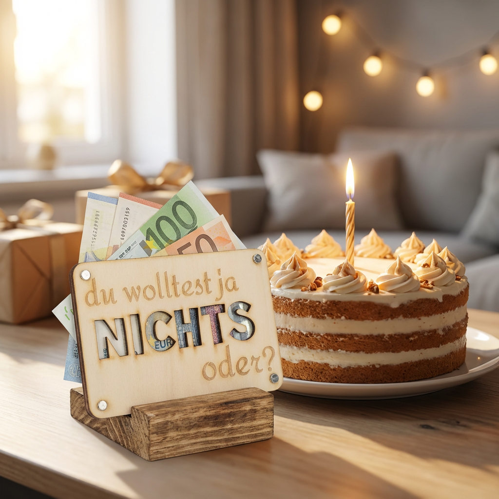 Bundle „Du wolltest ja nichts“ – Geldgeschenkkarten‑Pack (3 / 4 Stück, Holz)